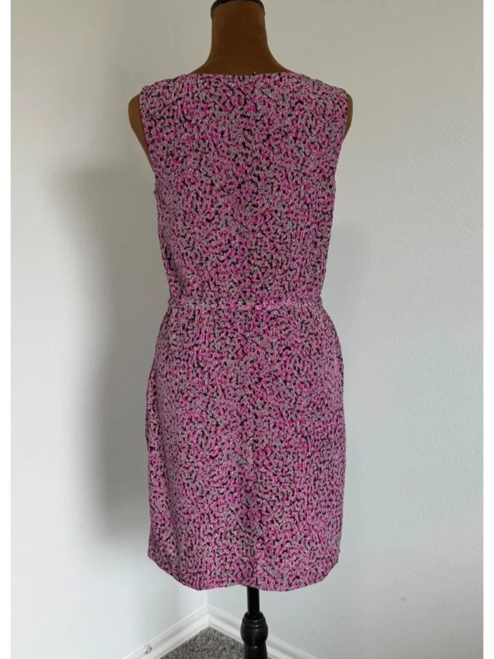 Armani Exchange Sleeveless Round Neck Faux Wrap Abstract Dress Women's Size 0